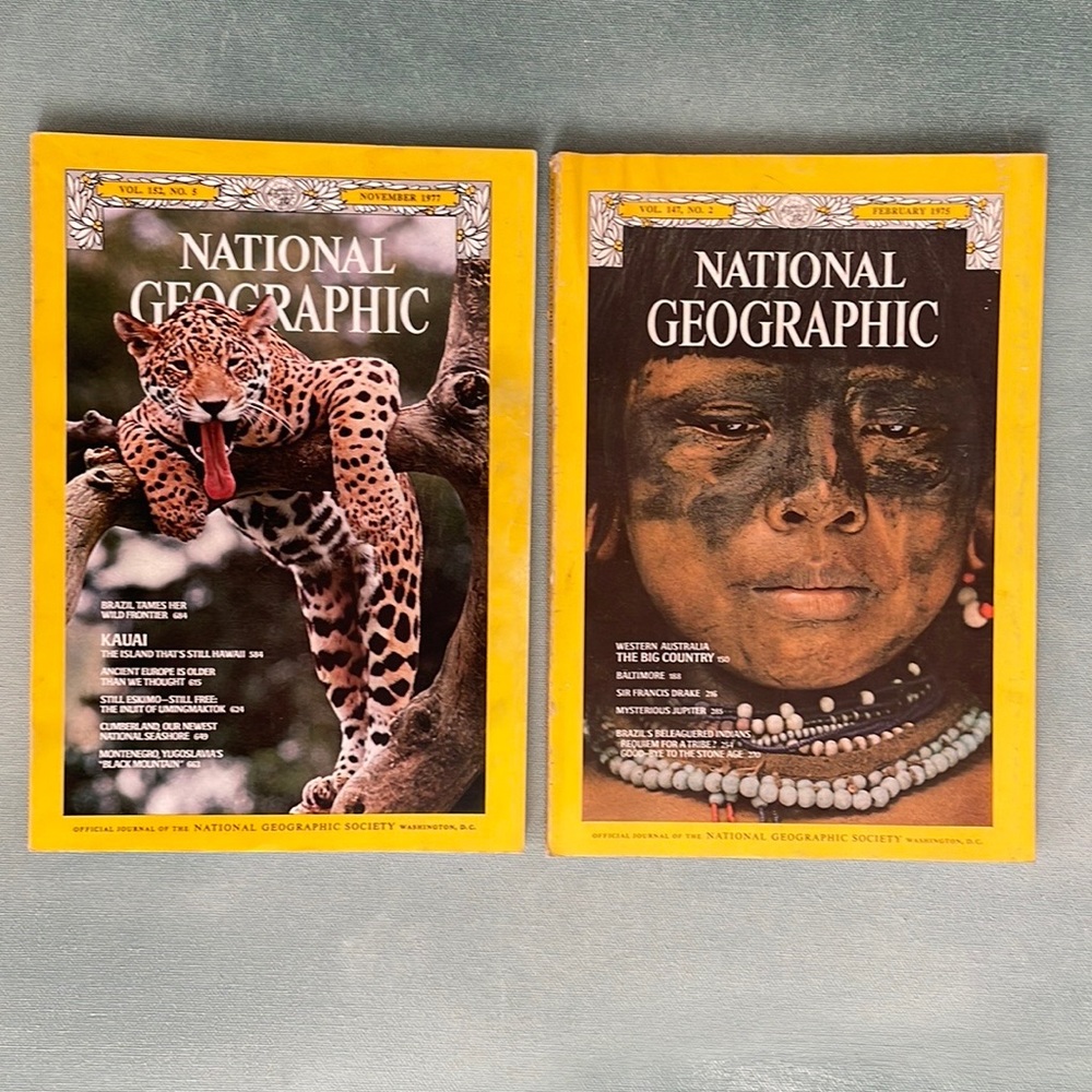 National Geographic Magazine Vintage February 1975 and November 1977